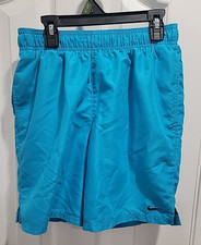 NIKE Blue Swim Shorts Youth Size Small Trunks Mesh Lined Side Pockets Drawstring