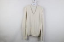 Vtg 70s 80s Pierre Cardin Mens Large Blank Thermal Knit V-Neck Sweater Cream USA