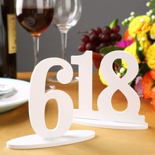 Wedding Table Numbers with Holder Base, White Wooden Numbers 1-20, Table Card...