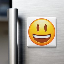 Grinning Face With Big Eyes Emoji Fridge Magnet 2x2 Made in USA