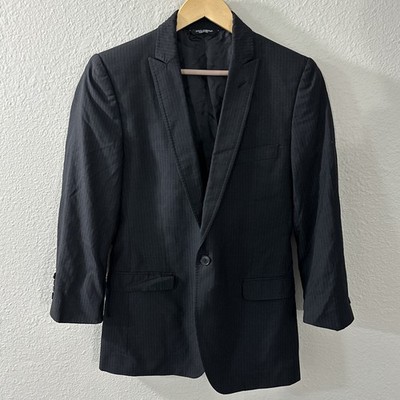 Dolce & Gabbana Black Pinstripe Martini Blazer Suit Jacket - Sz 34