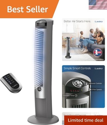 Oscillating Tower Fan with Remote, Quiet Floor Fans for Bedroom, 42'', Silver