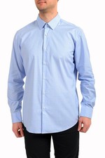 Hugo Boss Men's "Eliott" Blue Regular Fit Plaid Long Sleeve Dress Shirt