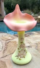 VINTAGE 10" FENTON VASE YELLOW BURMESE DOGWOOD JACK IN PULPIT SIGNED GLOWS