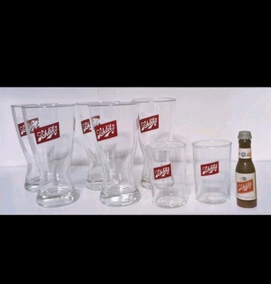 Vintage Schlitz Beer Barware Lot: 5 Pilsner Glasses, 2 Tumbler, Promo Flashlight