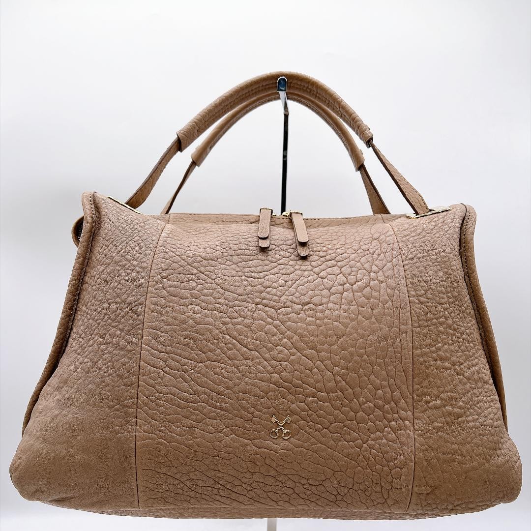 Sazaby Leather Handbag All Leather Beige h804 Japan B… - Gem