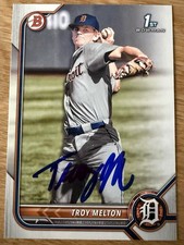 Troy Melton Auto Signed IP 2022 Bowman Draft Detroit Tigers