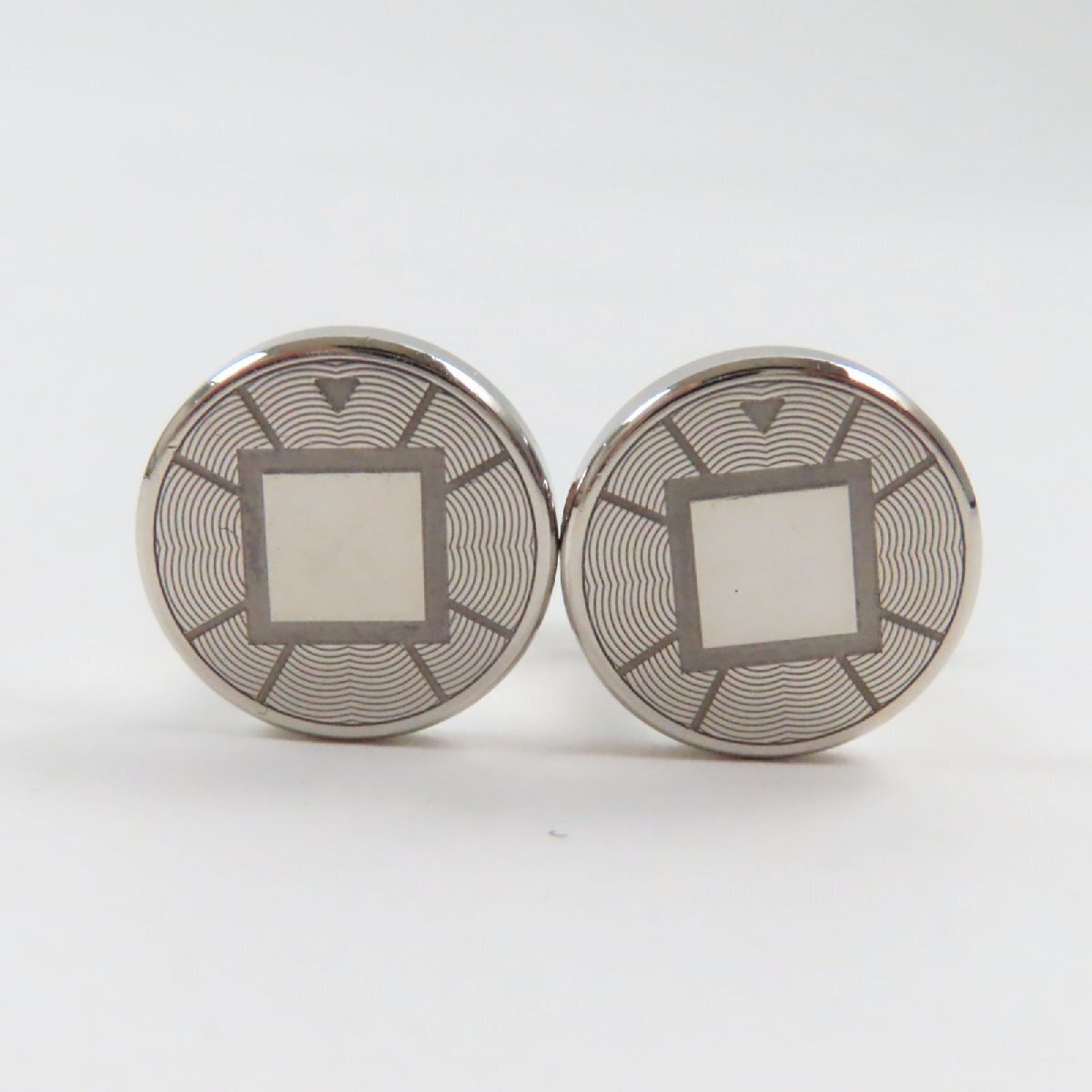 CARTIER AG925 Logo Round Shape Cufflinks Silver Made in France