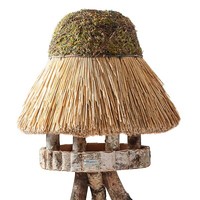 Vogelhaus 65Cm Vogelfutterhaus Reetdach Futterhaus Futterstation Vogel Reet Holz
