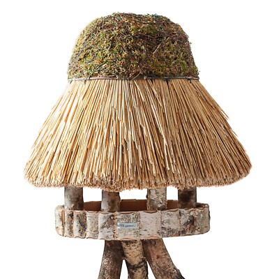Vogelhaus 65cm Vogelfutterhaus Reetdach Futterhaus Futterstation Vogel Reet Holz