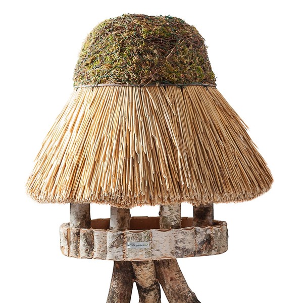 Vogelhaus 65Cm Vogelfutterhaus Reetdach Futterhaus Futterstation Vogel Reet Holz-image