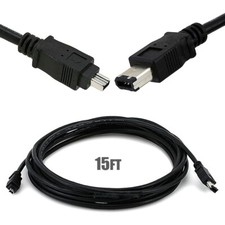 15FT Firewire 400 IEEE 1394 iLINK 6 Pin Male to 4-Pin Male DV Cable Cord PC MAC