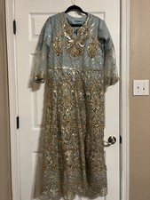 Pakistani Long Maxi Dress fancy Sky Blue