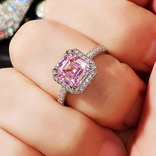 Elegantes anillos de boda de oro rellenos de plata 925 para mujer joyas de circón cúbico talla 6-10 - Imagen 16 de 33