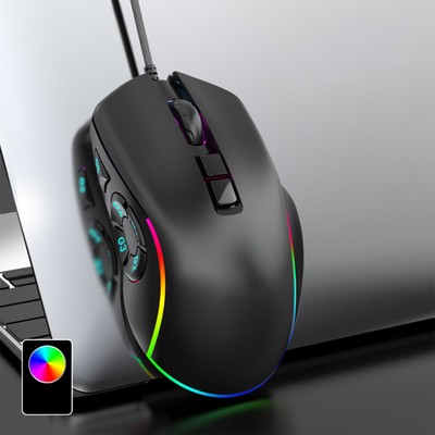 RGB Gaming Mouse Macro Define 6 Le-vels Adjustable DPI 7200dpi Optical Resolutio