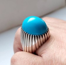 Original Turquoise Ring Blue Feroza Stone Ring Gemstone Sterling Silver 925 Ring