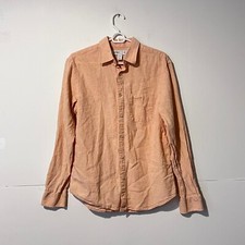 Old Navy Mens Shirt Size M Peach Pink Slim Fit Linen Blend Long Sleeve Button Up