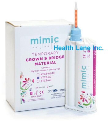 3D Dental Temporary Crown & Bridge Material 76gm Cart. 10:1 A1/A2/A3 w/ 5 Tips