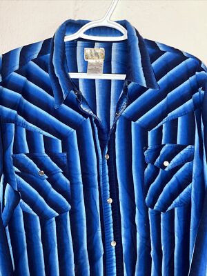 Express Rider Western Pearl Snap Button Up Shirt Long Sleeve Collared Men's L