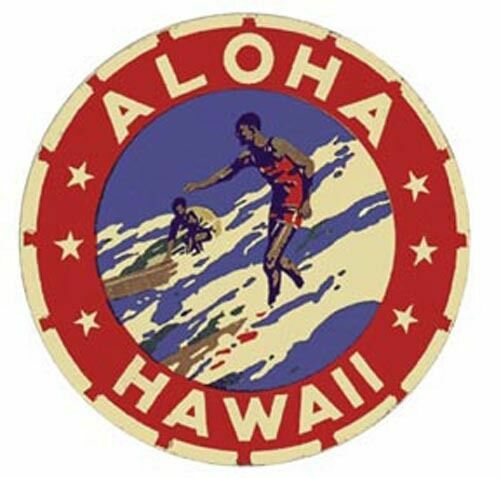 Hawaii Vintage 1940 S Style Luggage Label Travel Sticker Surfing Decal for sale online | eBay