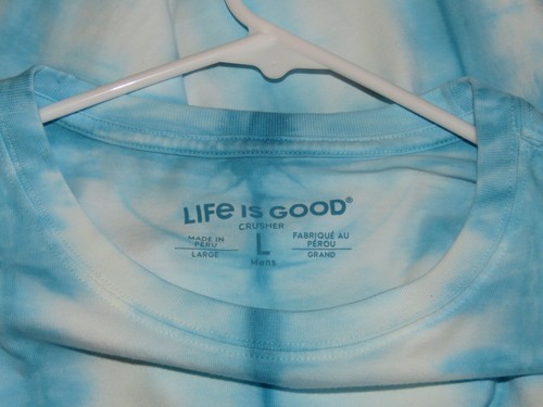 LIFE IS GOOD Mens Crusher Tee LARGE T-Shirt 100% Cotton Tie Dye Ice Cream Cone - Picture 8 of 10