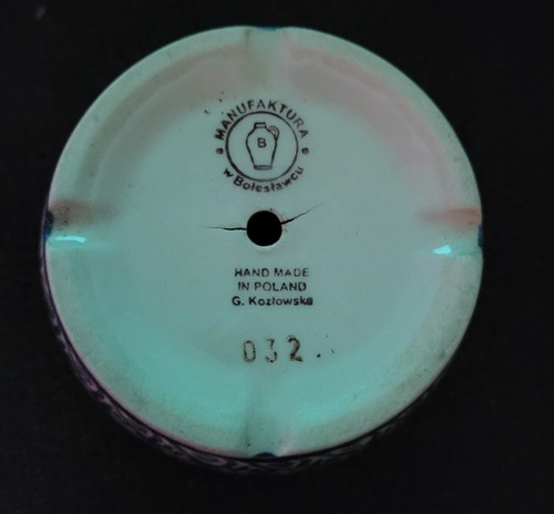 Vintage polnischer Keramikpflanzgefäß 4"" T x 5"" W weiß & BLAU - GÄNSEBLÜMCHEN Blumentopf. - Bild 3 von 4
