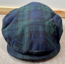 Vtg Pendleton USA Made Green Tartan Plaid Wool Cap Cabbie Newsboy Golf SZ Medium