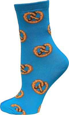 Hot Sox Kid's Pretzels Crew Sock 1 Pair, Turquoise, Large/X-Large