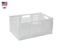 WHITE 7-Quart Collapsible Stackable Crate 8"Wx5"Hx12"D Expanded Home Office Dorm