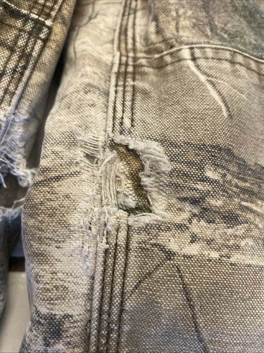 Carhartt Bibs Youth Size 7 Real Tree Camo Overalls Canvas Insulated Double Knee - Picture 6 of 10