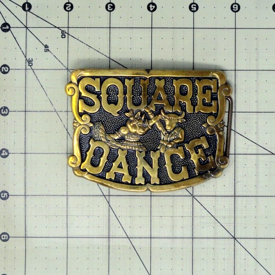 Квадратный танец ремень пряжка редкая кантри музыка латуни винтажный 80-х барон Тайвань .NOX341 - Изображение 3 из 4