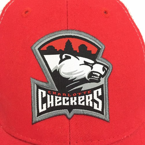 Charlotte Checkers Hockey Hat Spell Out Logo Mesh Snap Back Trucker Baseball Cap - Picture 10 of 12