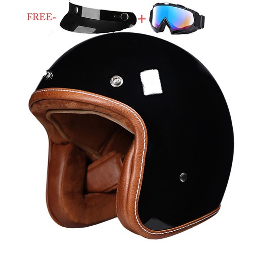 3/4 Open Face Motorcycle Scooter Street Bike Helmet Cruiser Googles DOT - Picture 8 of 25