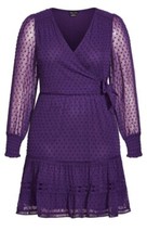 New With Tags City Chic @ Evans Purple Dobby Petunia Purple Dress Size L 20