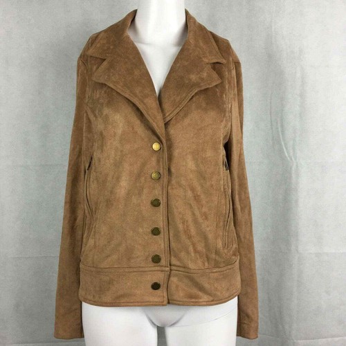 Promesa Jacket Blazer Womens Sz M Brown Faux Suede Lightweight Casual