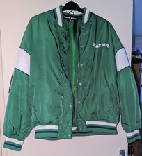 Playboy Missguided Varsity Bomber Jacket Bright Green Uk10 Embroidered Bnwt