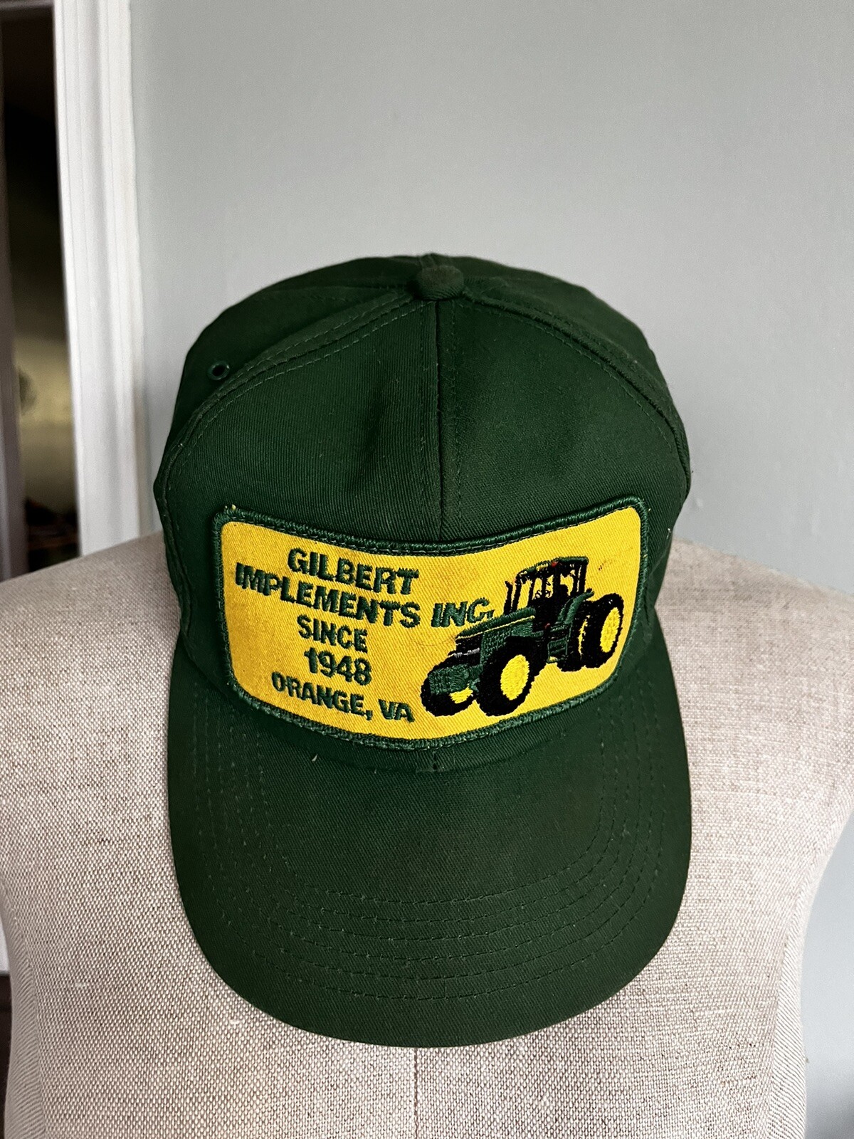 Vintage John Deere Green Tractor Trucker Hat by Gilbert Implements Orange VA