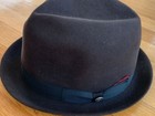 vtg 1950s Knox Jaguar Dobb's fedora brown felt HAT car Coventry badge pin 7 1/4