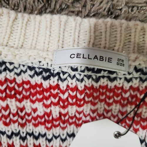 Cellabie Chunky Knit Cardigan Sweater Moose Ugly Geometric Christmas Womens OS   - Picture 4 of 9