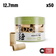 12.7mm Wood Tip King Natural Rolling Filters 50 pack for Cannagar Donut Tips