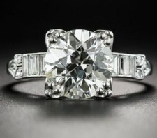 3.15Ct White Round Cut CZ Antique Engagement Ring Solid 925 Sterling Silver