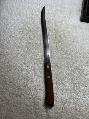 Vtg 8'' Flint Arrowhead Stainless Waverly Edge USA Serrated Bread Carving Knife