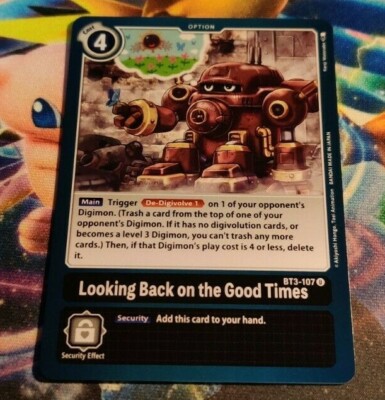 black option cards digimon Digimon LOOKING BACK ON THE GOOD TIMES BT3-107 Black Uncommon Option Card  TCG