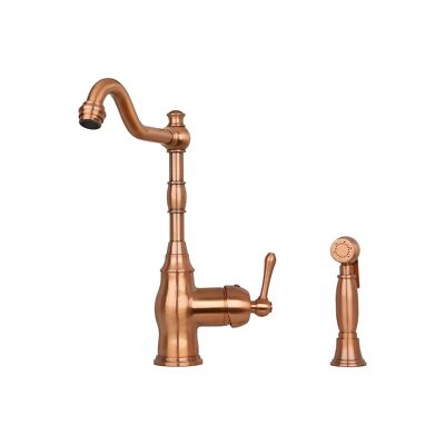 One-Handle Copper Kitchen Faucet with Side Spray - Five Years Warranty-Akicon...