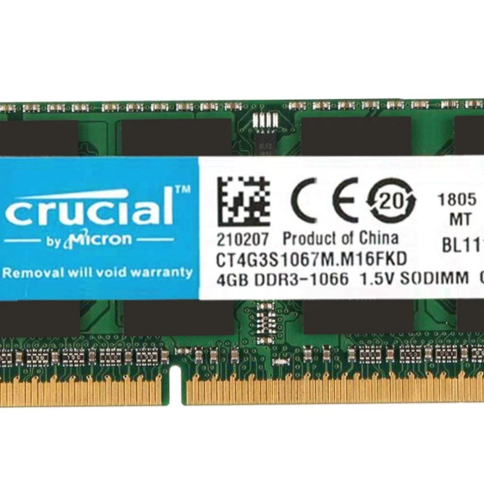 Crucial 4GB 2GB DDR3 1066MHz PC3-8500S 1.5V 204Pin SODIMM Laptop Memory SDRAM AB - Image 3 of 4