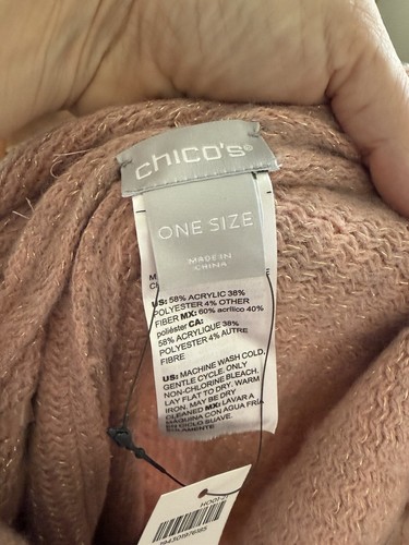 Chico’s Cozy Stripe Cowl Neck Poncho One Size Mellow Rose Pink Soft NEW NWT - Picture 6 of 7