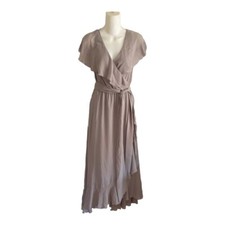 Show Me Your Mumu Jess Ruffle Midi Dress Dove Grey Chiffon 3X