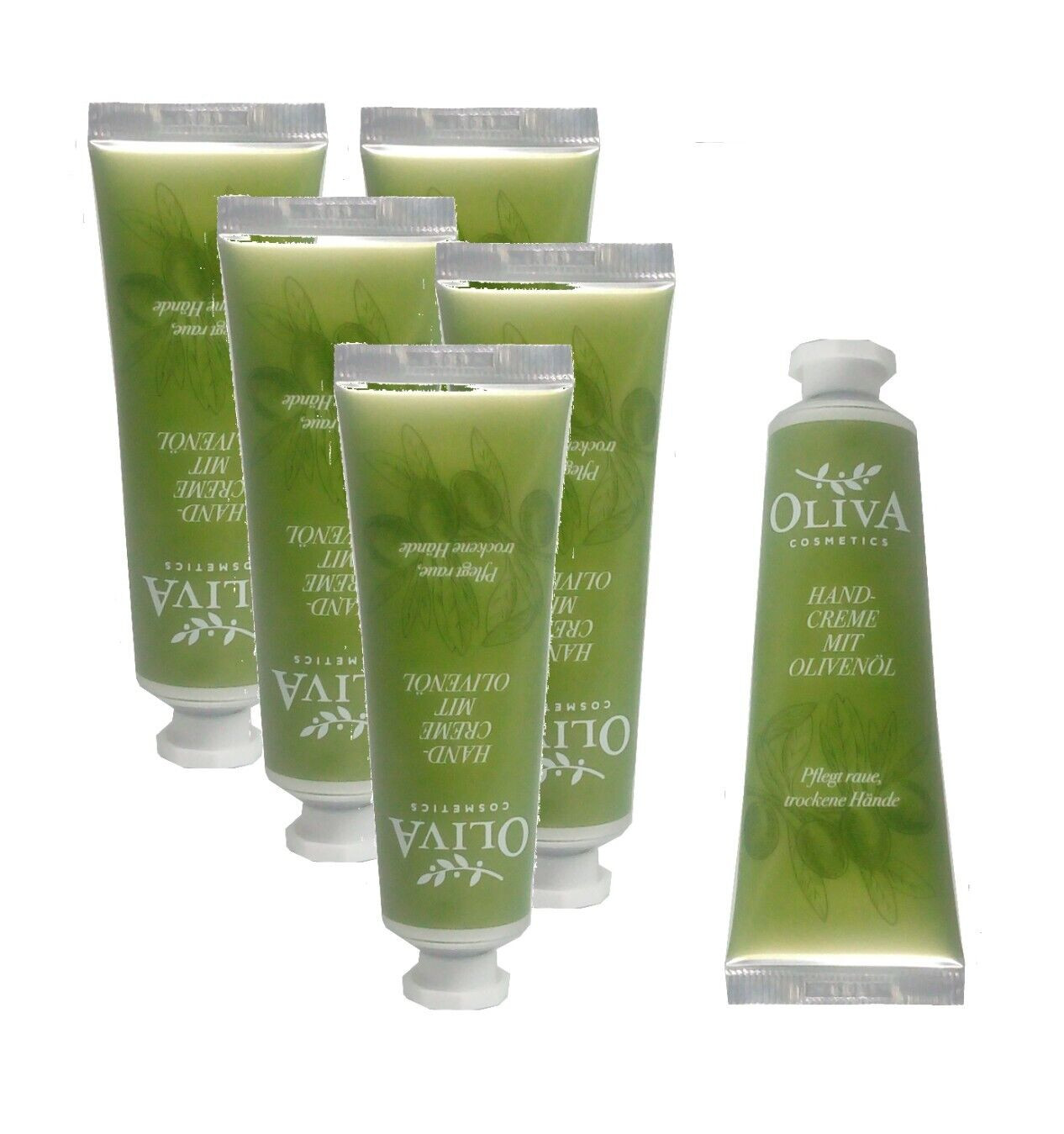 Oliva ~ Handcreme mit Olivenöl ~ trockene/raue Hände ~ Set: 6 x 30 ml Hand-Creme