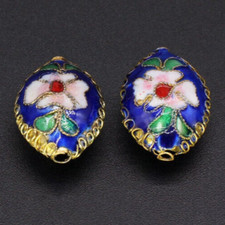 10pcs Blue Oval Cloisonne Beads Spacer For DIY Jewelry Making 15 21mm
