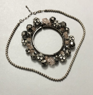 Vintage Estate Jewelry Lot:  Cha Cha Bracelet & Signed Sterling Necklace  (19E)